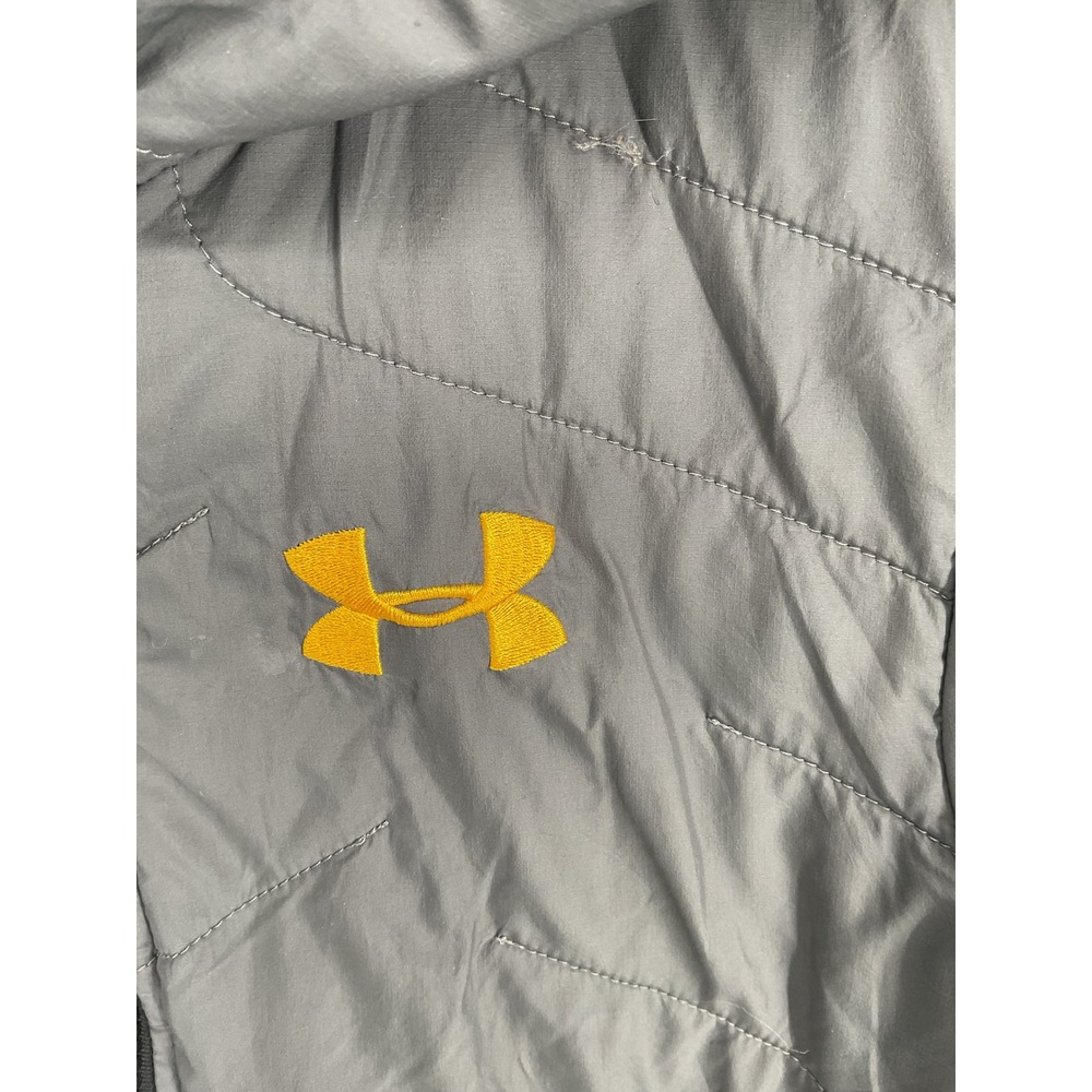 Under Armour Boys Puffer Jacket Gray Quilted Insulated Hooded Youth Medium - Picture 4 of 6